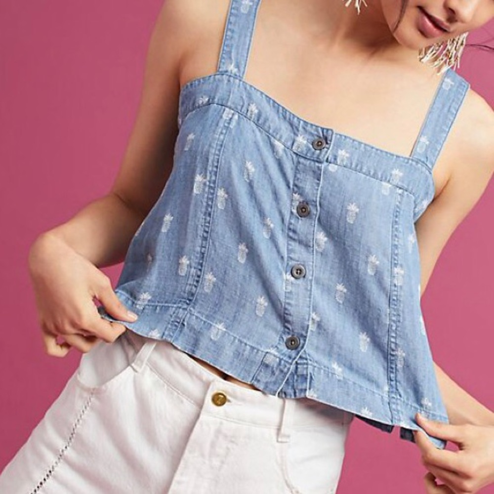 Anthropologie Rails Chambray Button Front Top